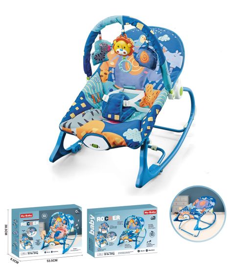 Silla Nido Mecedora Con Vibración y Melodía Azul LuBabycas-1