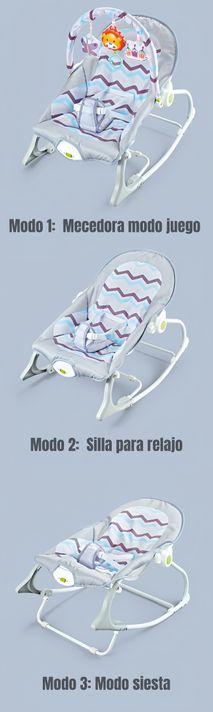 Silla Nido Mecedora Con Vibración y Melodía Azul LuBabycas-2