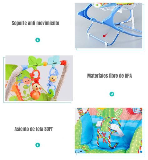 Silla Nido Mecedora Con Vibración y Melodía Azul LuBabycas-5