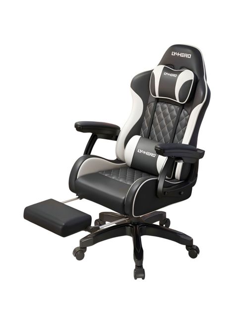 Silla Gamer Ergonómica Reclinable Con Reposapies Negra-0