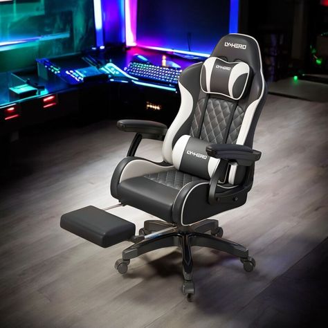 Silla Gamer Ergonómica Reclinable Con Reposapies Negra-1