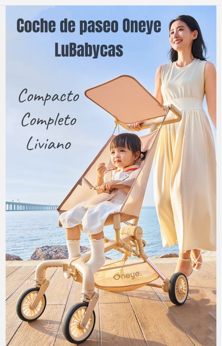 Coche de Paseo Lujoso Últra Slim LuBabycas Dorado-1