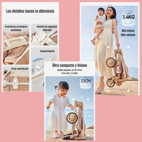 Coche de Paseo Lujoso Últra Slim LuBabycas Dorado-2