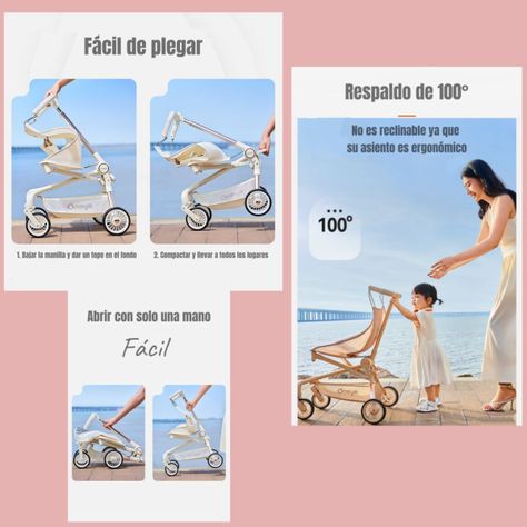 Coche de Paseo Lujoso Últra Slim LuBabycas Dorado-6