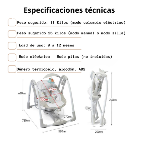 Columpio Mecedora Eléctrico Vibración Ingenuity Lubabycas-1