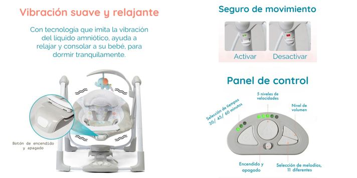 Columpio Mecedora Eléctrico Vibración Ingenuity Lubabycas-4