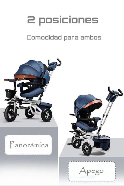 Triciclo Reversible Y Plegable Con Accesorios Gris Lubabycas-1