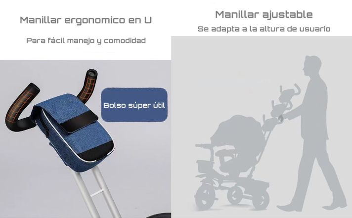 Triciclo Reversible Y Plegable Con Accesorios Gris Lubabycas-6