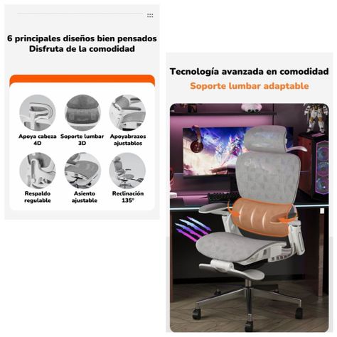 Silla De Escritorio Últra Premium E05 Gris LuBabycas-2