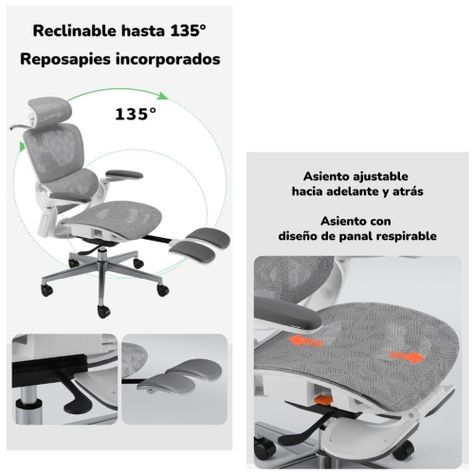 Silla De Escritorio Últra Premium E05 Gris LuBabycas-4
