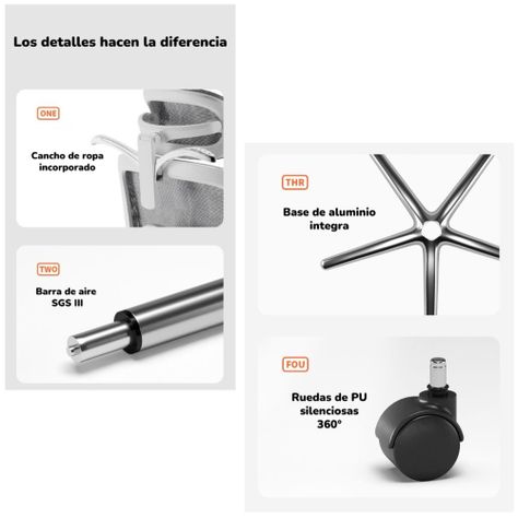 Silla De Escritorio Últra Premium E05 Gris LuBabycas-6