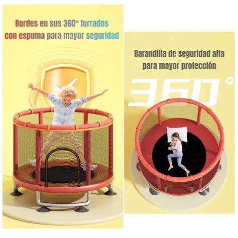 Cama Elástica 150cm Con Barra de Ejercicio Roja By LuBabycas-4