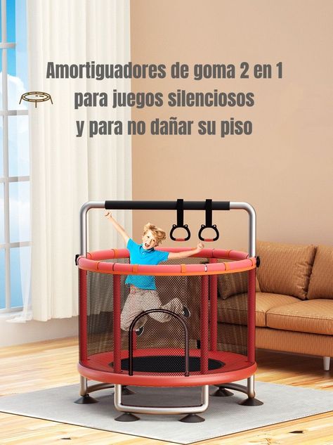 Cama Elástica 150cm Con Barra de Ejercicio Roja By LuBabycas-6