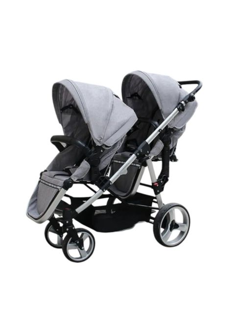 Coche Doble Duo Reclinable 6 Modos En 1 LuBabycas Gris-0