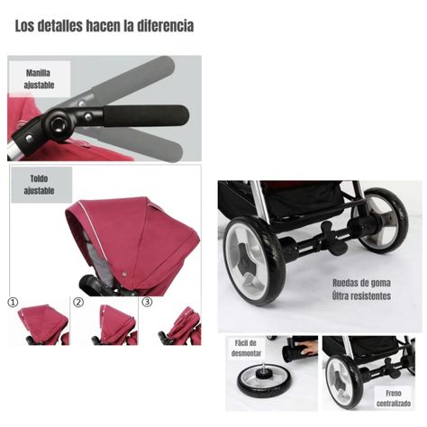 Coche Doble Duo Reclinable 6 Modos En 1 LuBabycas Gris-5