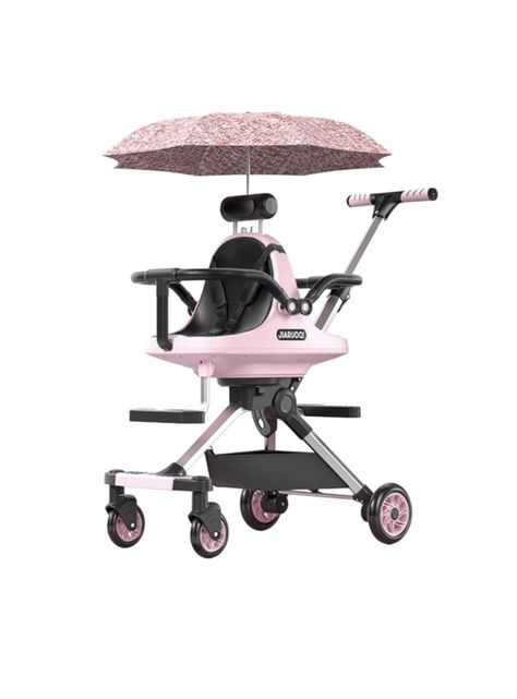 Coche de Paseo Doble Con Sombrilla Rosado By LuBabycas-0