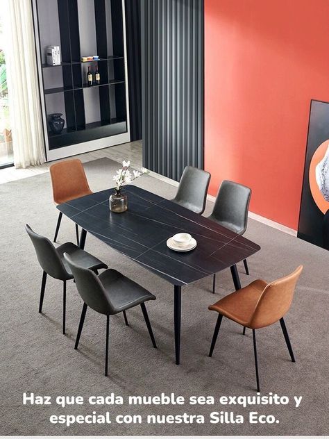 Set 4 Sillas De Comedor Cuero PU Estilo Italiano LuBabycas-2