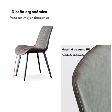 Set 4 Sillas De Comedor Cuero PU Estilo Italiano LuBabycas-4
