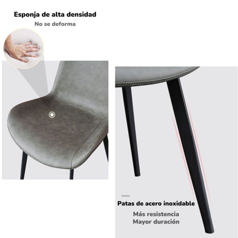 Set 4 Sillas De Comedor Cuero PU Estilo Italiano LuBabycas-5