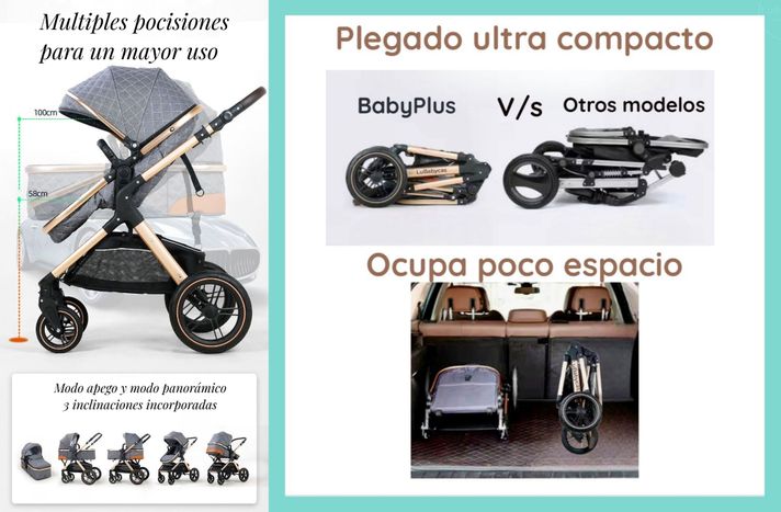 Coche Travel System Con Accesorios LuBabycas X1 Rosado-4