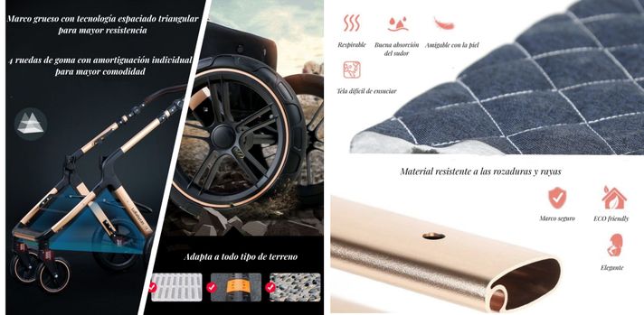 Coche Travel System Con Accesorios LuBabycas X1 Rosado-6