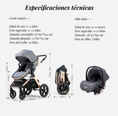Coche Travel System Con Accesorios LuBabycas X1 Rosado-7
