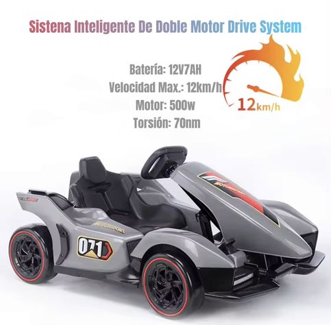 Go Kart Auto Eléctrico 12V7AH Con Control Rojo LuBabycas-2