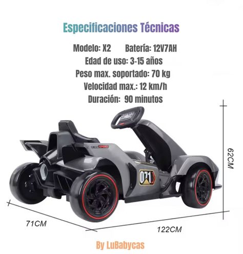 Go Kart Auto Eléctrico 12V7AH Con Control Rojo LuBabycas-7