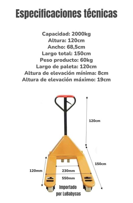Transpaleta Manual 2000 kg 550mm By LuBabycas-7