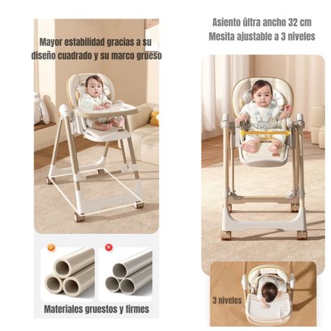 Silla De Comer Columpio 2 En 1 LuBabycas Rosada-2