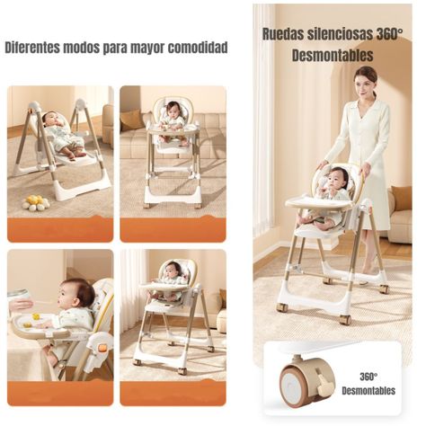 Silla De Comer Columpio 2 En 1 LuBabycas Rosada-3