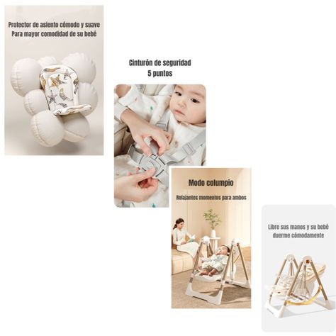 Silla De Comer Columpio 2 En 1 LuBabycas Rosada-6