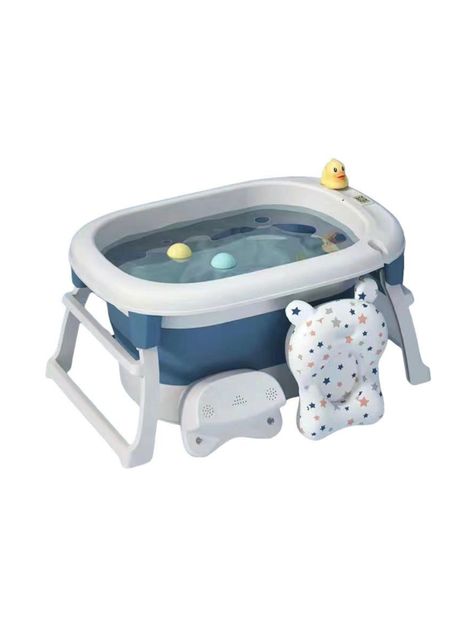 Bañera Con Cojin Termómetro Y Más Accesorios Azul Lubabycas-0