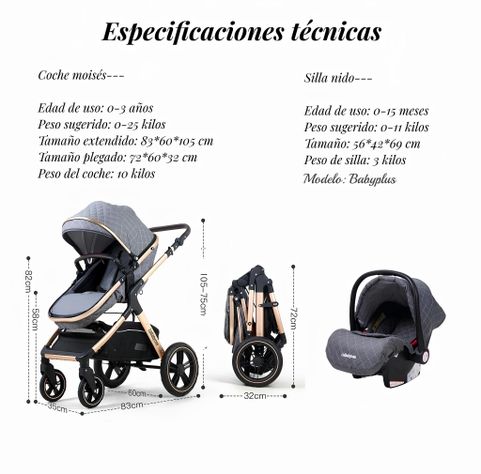 Coche Travel System Con Accesorios LuBabycas X1 Negro-7