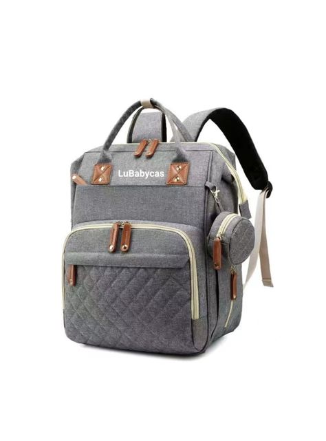 Mochila Maternal Lubabycas Impermeable Con Accesorios Gris-0