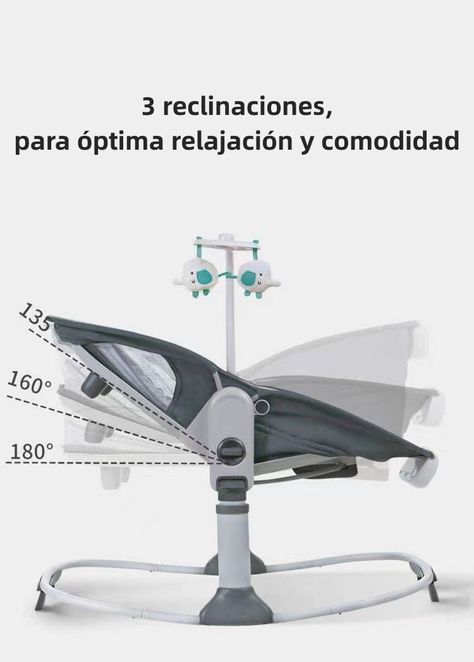 Cuna Moisés Y Columpio Con Vibración 2 En 1 Lubabycas Gris-5