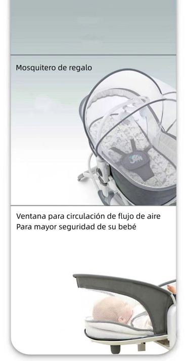 Cuna Moisés Y Columpio Con Vibración 2 En 1 Lubabycas Gris-6