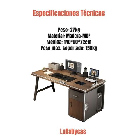Escritorio 140cm Con Cajones Y Compartimiento Sky LuBabycas-7