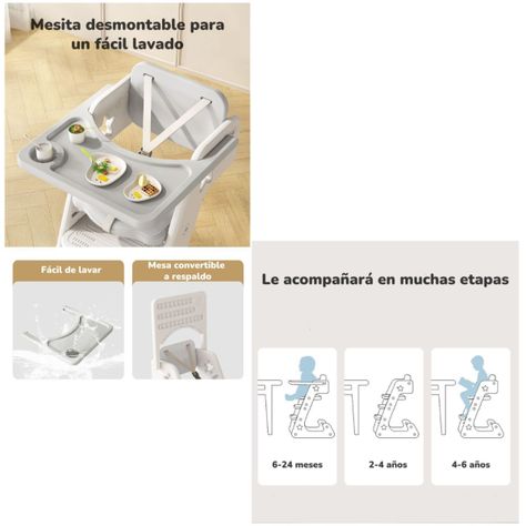 Silla De Comer Multifuncional Growth Gris LuBabycas-4