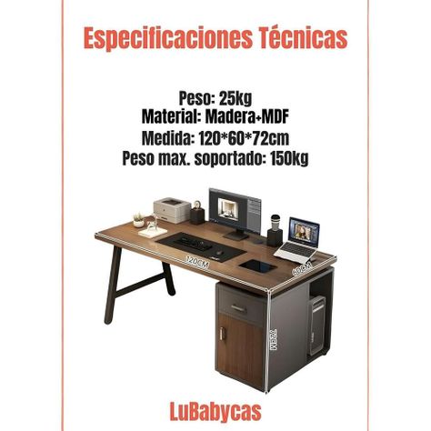 Escritorio 120cm Con Cajones Y Compartimiento Sky LuBabycas-7
