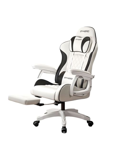 Silla Gamer Ergonómica Reclinable Con Reposapies Blanca-0