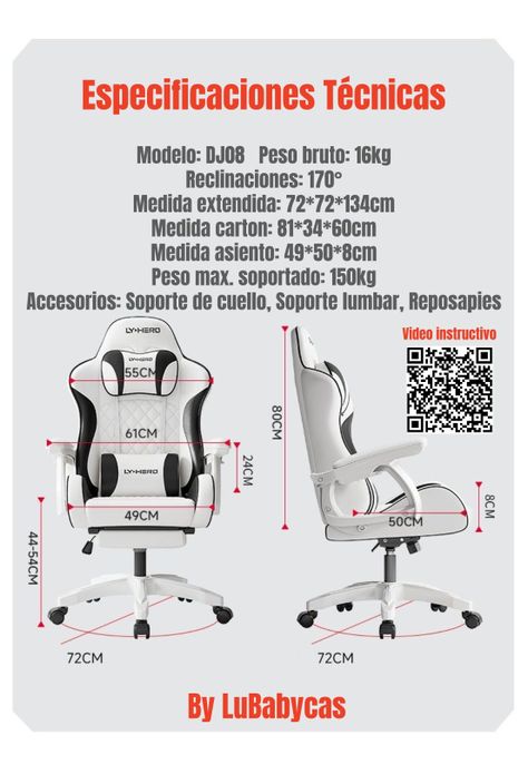 Silla Gamer Ergonómica Reclinable Con Reposapies Blanca-7