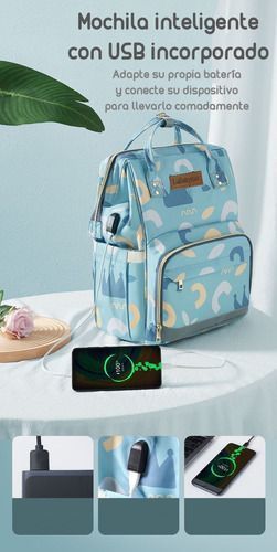 Mochila Maternal Impermeable Con Usb Lubabycas Rosada-1