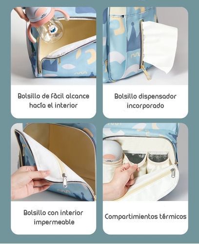 Mochila Maternal Impermeable Con Usb Lubabycas Rosada-3