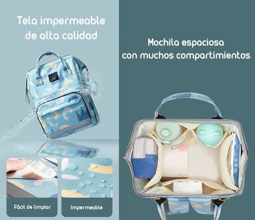 Mochila Maternal Impermeable Con Usb Lubabycas Rosada-6