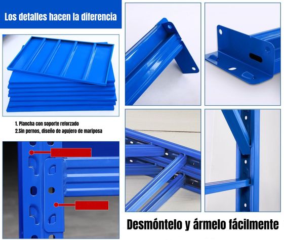 Estantes Metalicos 200*60*200cm Azul Naranjo 800 kilos-7