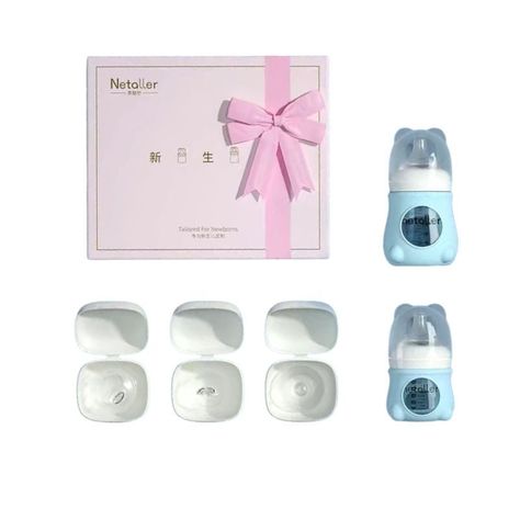 Set 2 Mamaderas Con Protectores 3 Chupetes Caja Lubabycas-0