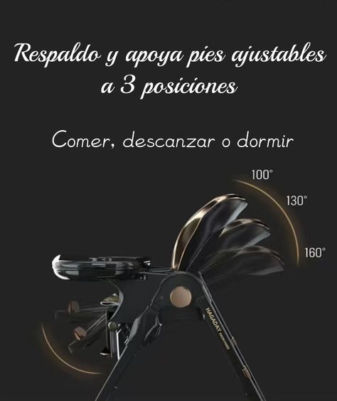 Silla De Comer Lujosa Reclinable Hagaday Negra Lubabycas-2