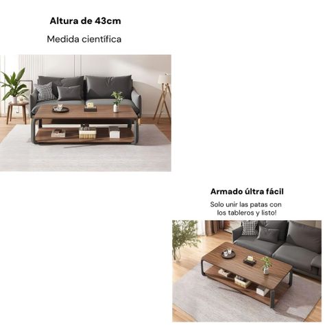 Mesa De Centro Rectangular 2 Niveles 120x60x43cm LuBabycas-4