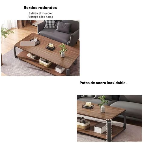 Mesa De Centro Rectangular 2 Niveles 120x60x43cm LuBabycas-5